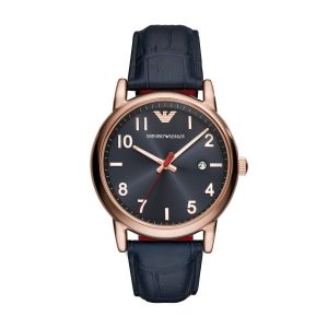 RELOJ EMPORIO ARMANI HOMBRE ACERO ROSA Y CORREA Y ESFERA AZUL