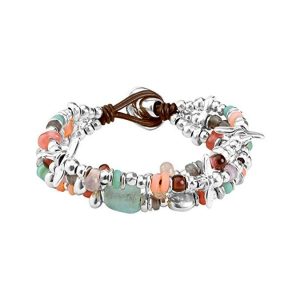 PULSERA UNO DE 50 CUERO Y PIEDRAS COLORES